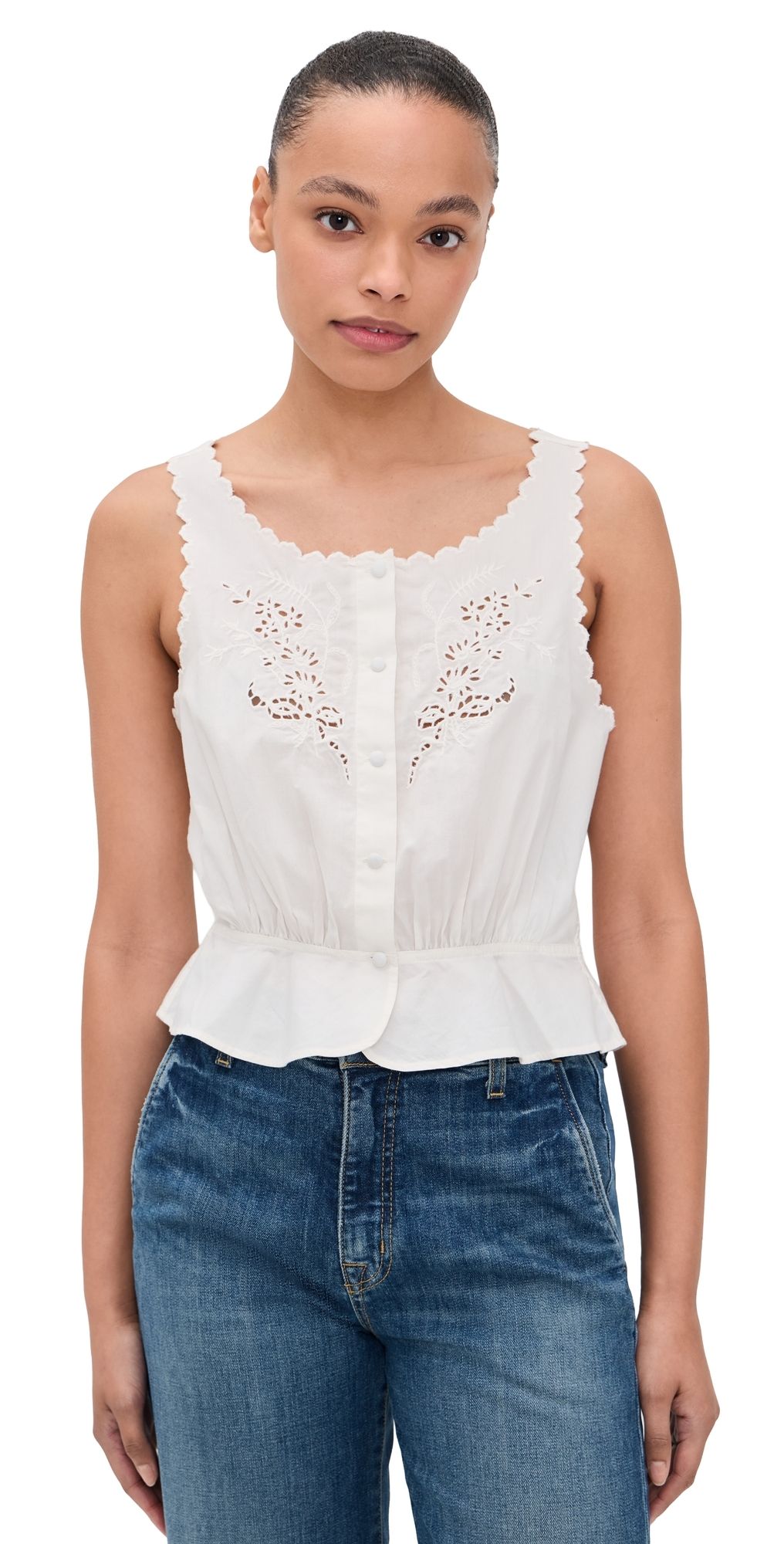 RE/DONE Jerry Tank Blouse Vintage White XS