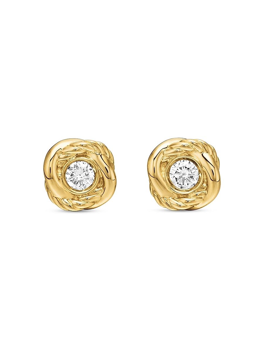 Women's Infinity Stud Earrings with Diamonds - Yellow Gold