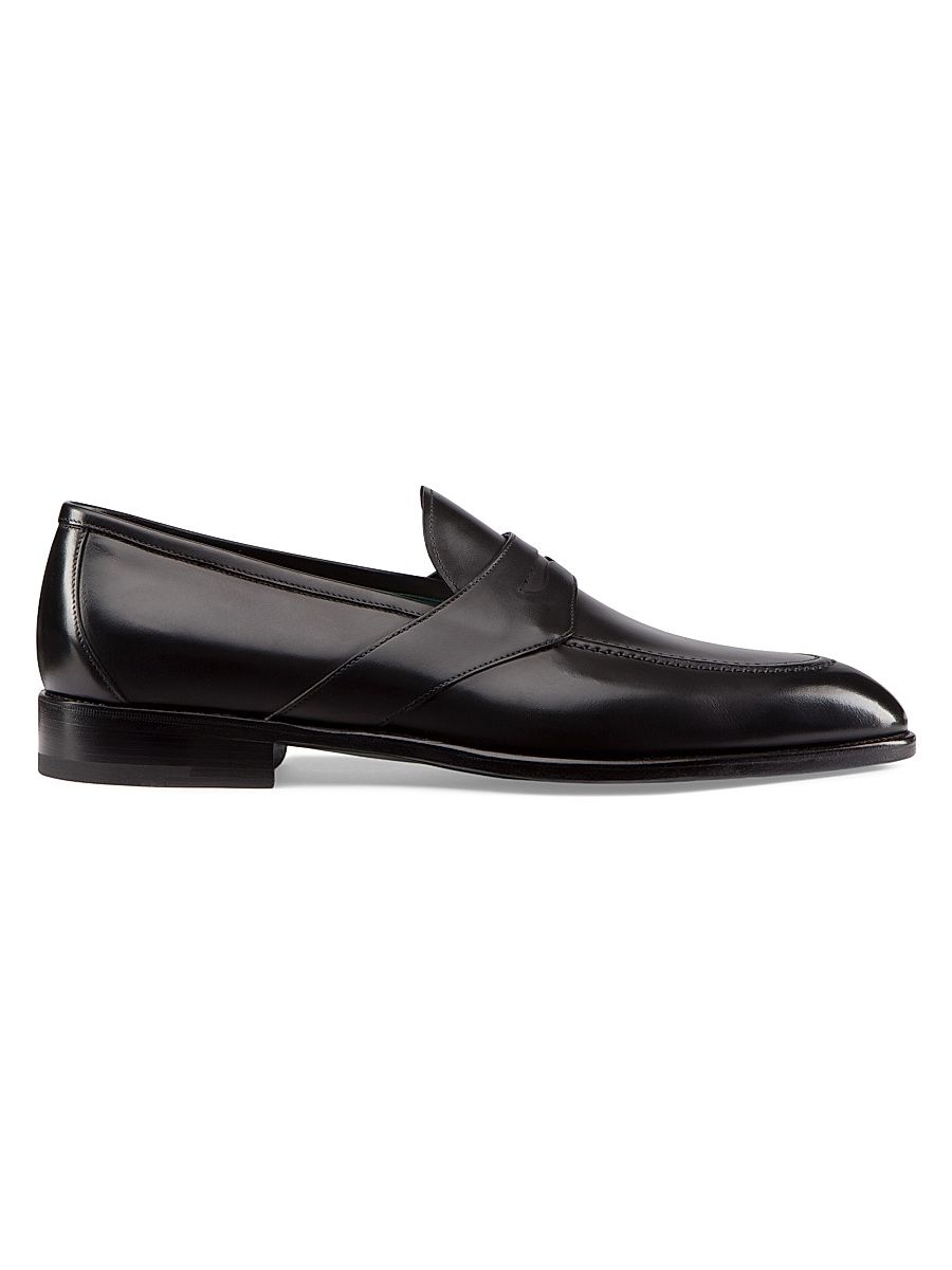 Men's Calfskin Leather Loafers - Black - Size 11