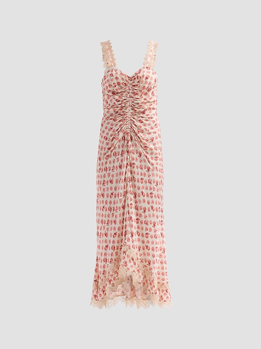Women's Stevie Ikat Roses Midi-Dress - Gardenia Multi - Size 2