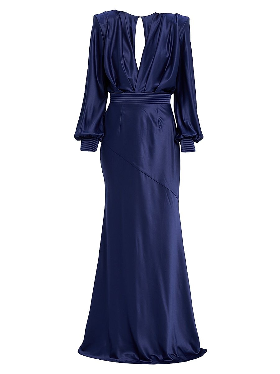 Women's Betsey Stretch-Satin Gown - Ink - Size 12