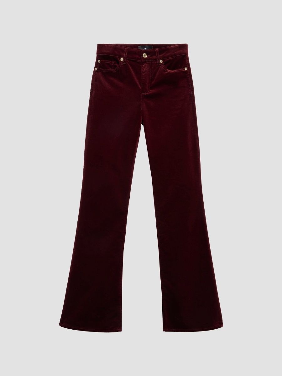 7 For All Mankind Women's The Leggy Velvet Bootcut Jeans - Velvet Burgundy - Size 31