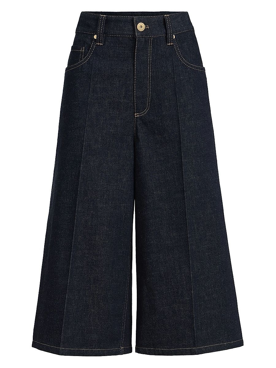 Women's No Fade Denim Long Bermuda Shorts with Monili - Denim - Size 6