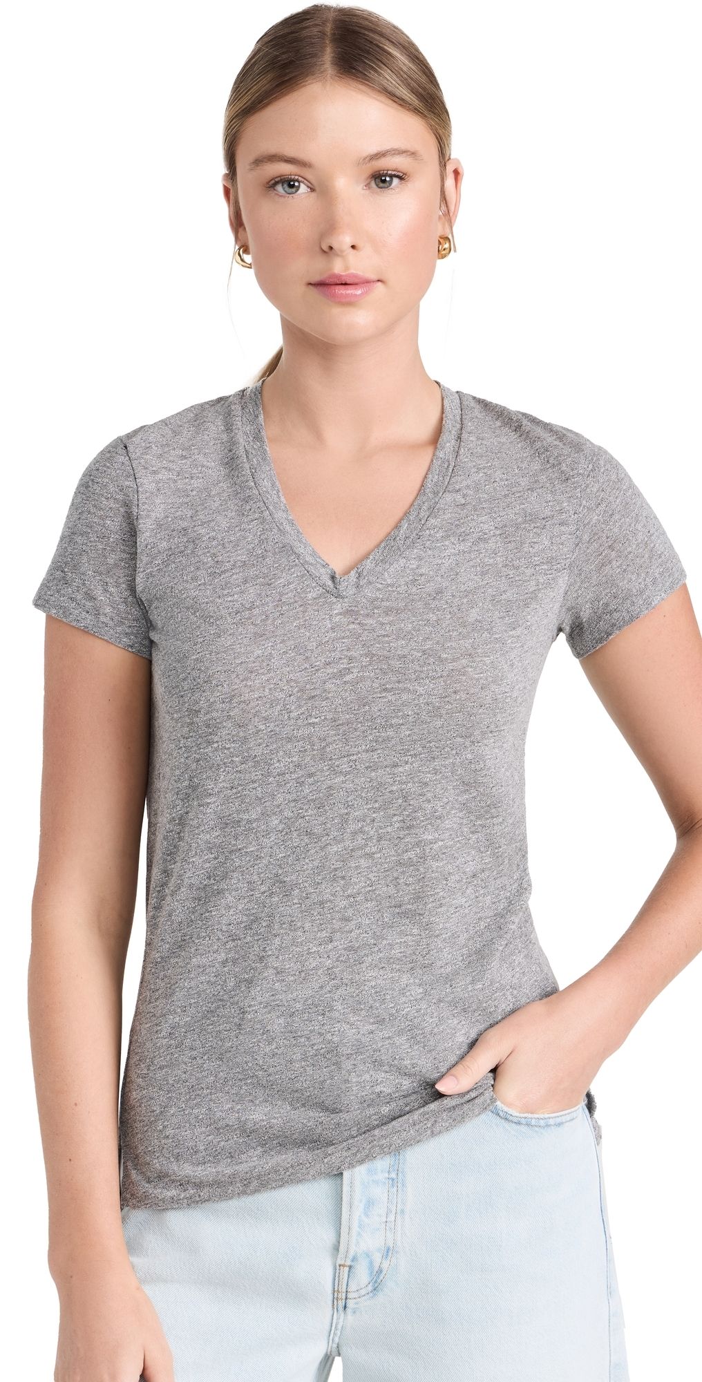 Stateside Triblend V Neck Tee Heather Grey L