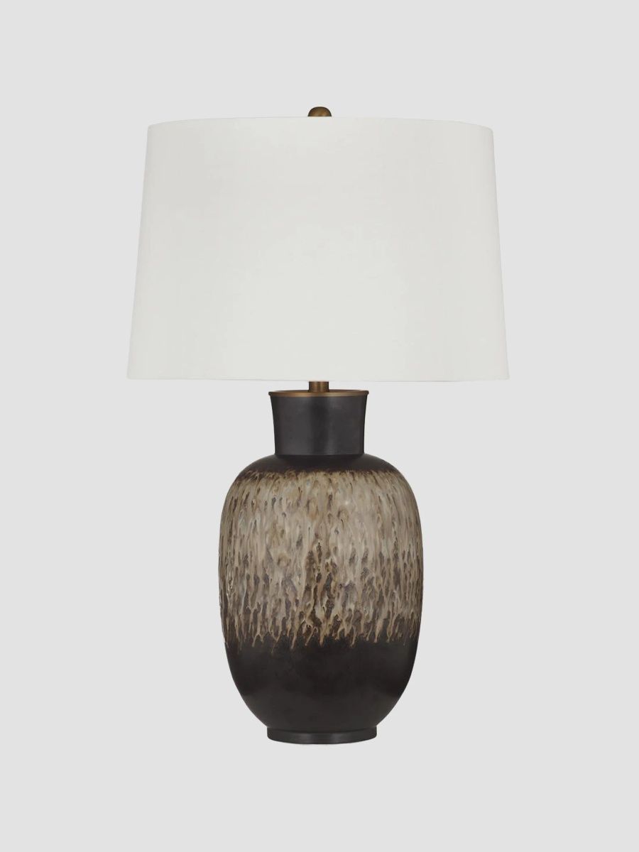 Mojave Drum-Shade Table Lamp - Brown