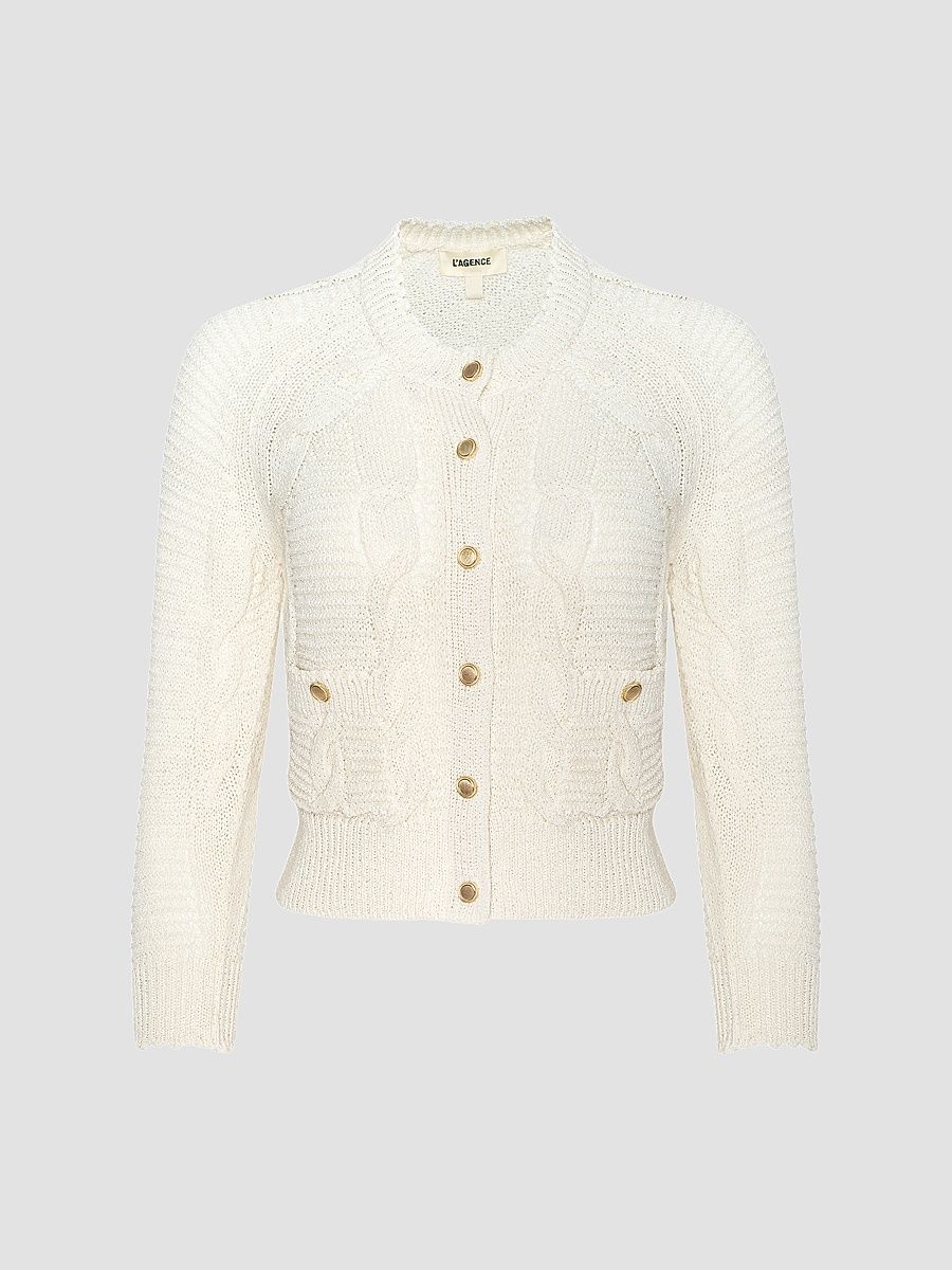 Women's Darcy Cable Stitch Cardigan - Ivory - Size XXL
