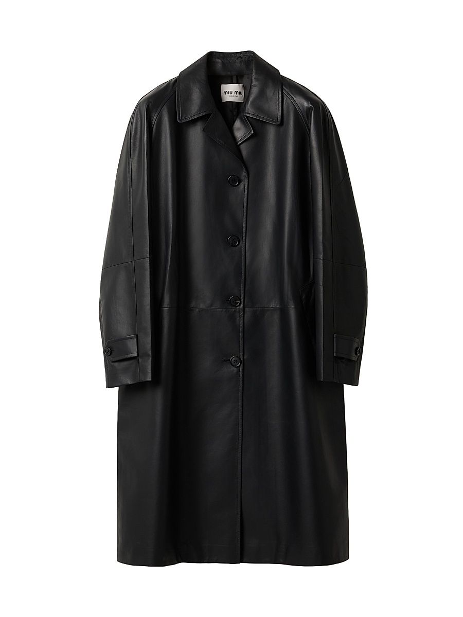 Women's Nappa Leather Coat - Black - Size 0