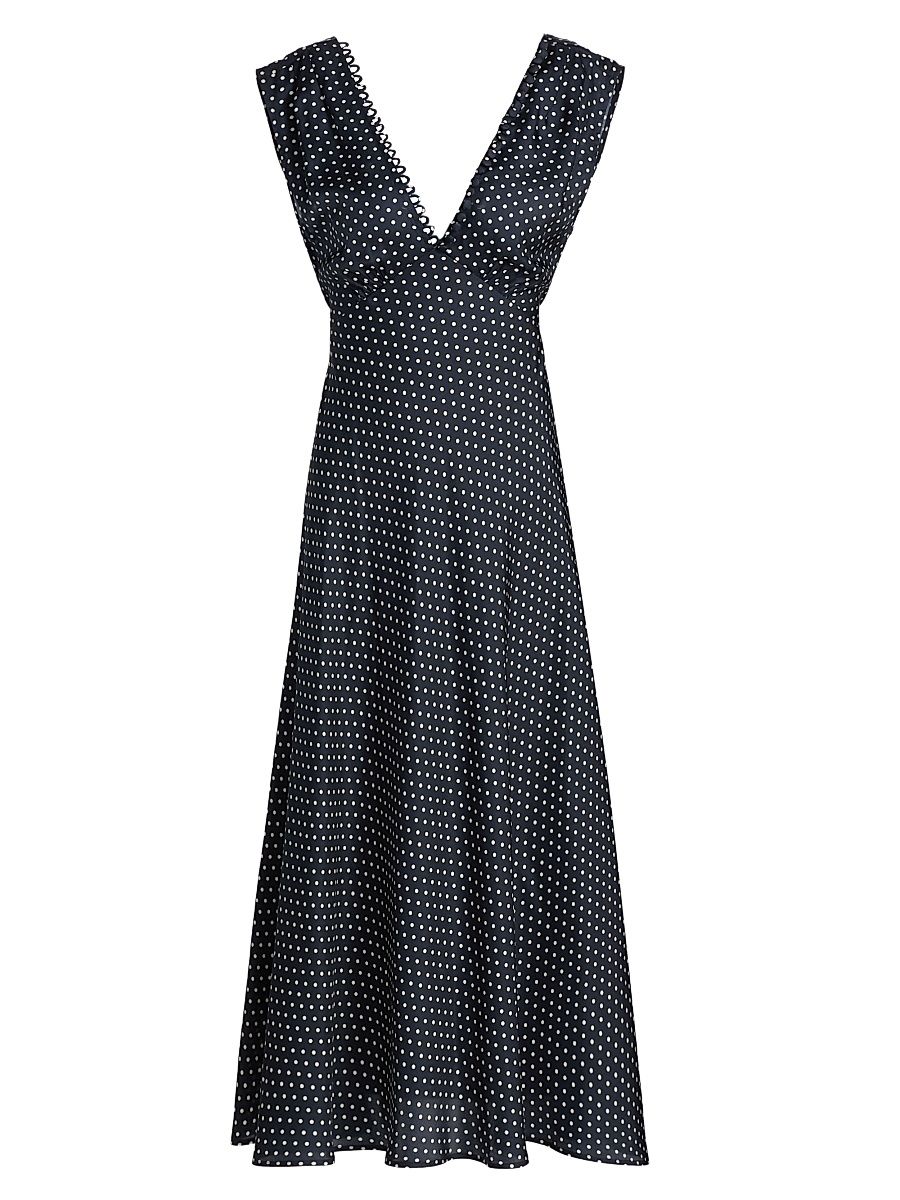 Women's Tahlia Polka Dot Silk-Blend Midi-Dress - Hepburn Dot - Size XXS