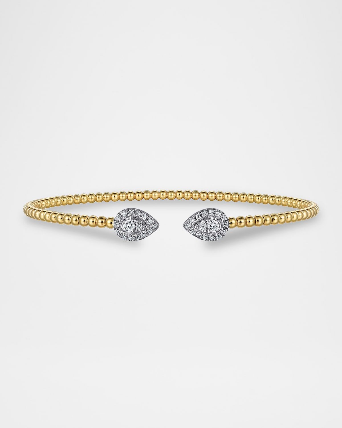 14K White and Yellow Gold Diamond Pear Shape Bujukan Bangle