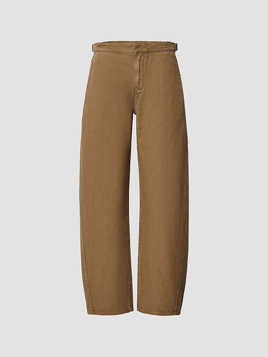 Women's Vito Cotton Canvas Barrel-Leg Pants - Gold - Size 14