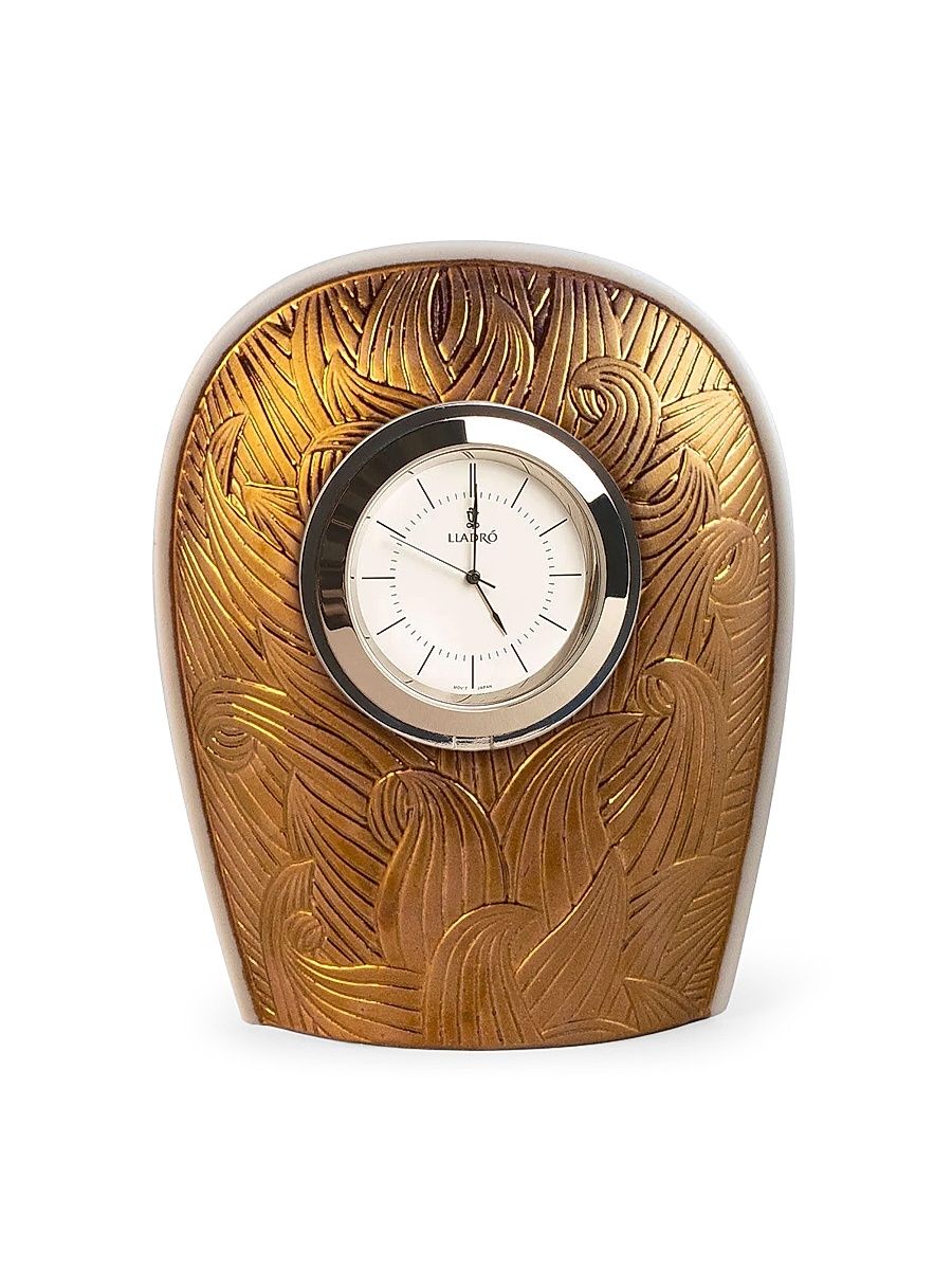 Mirage Porcelain Mantle Clock - Whiteandgold