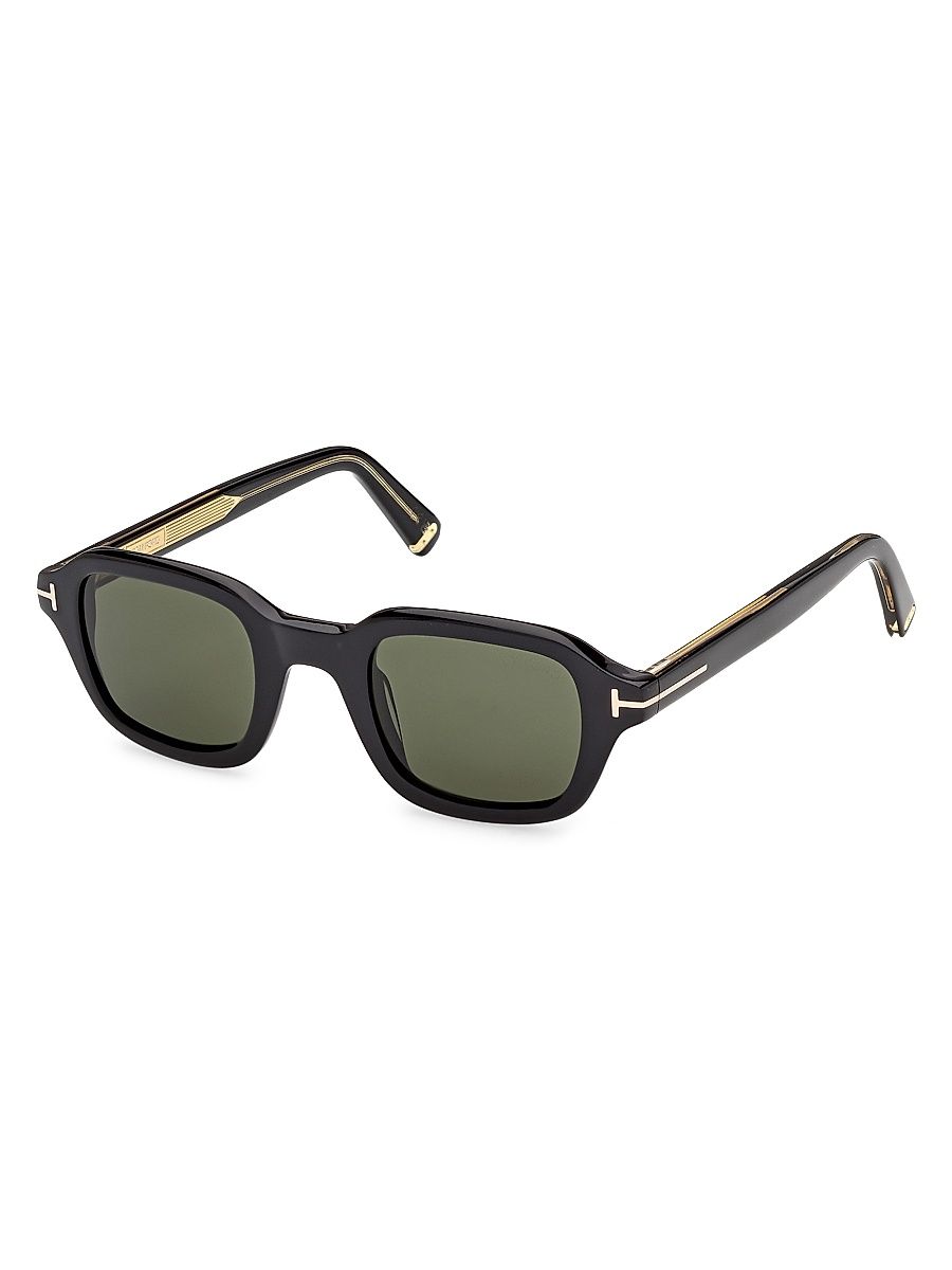 Men's TOM FORD Icon 46MM Square Sunglasses - Black Green