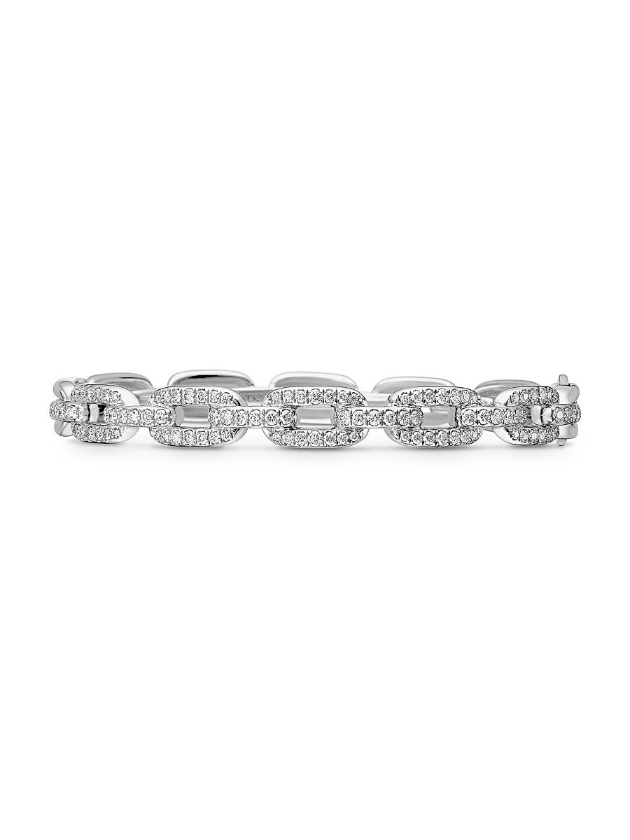 Women's Stax Chain Link Bracelet in 18K White Gold - Diamond - Size Medium