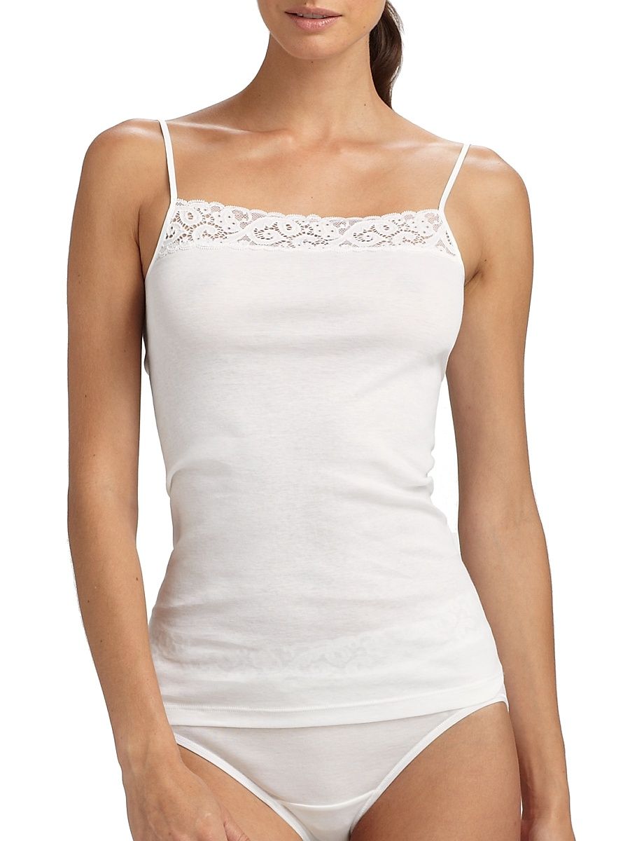 Hanro Women's Moments Spaghetti Camisole - White - Size Small