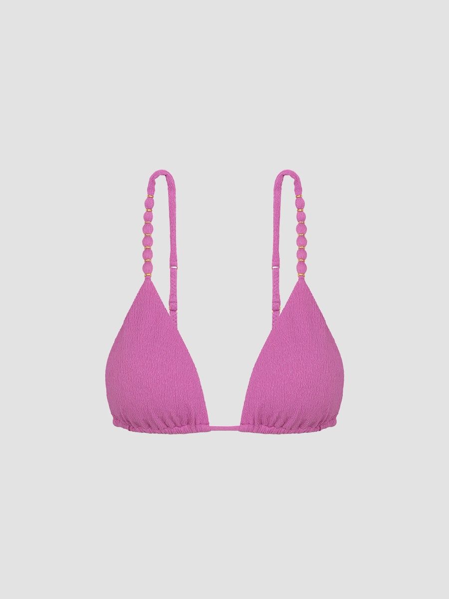 ViX by Paula Hermanny Women's Beads Triangle Parallel Bikini Top - Pink - Size XL