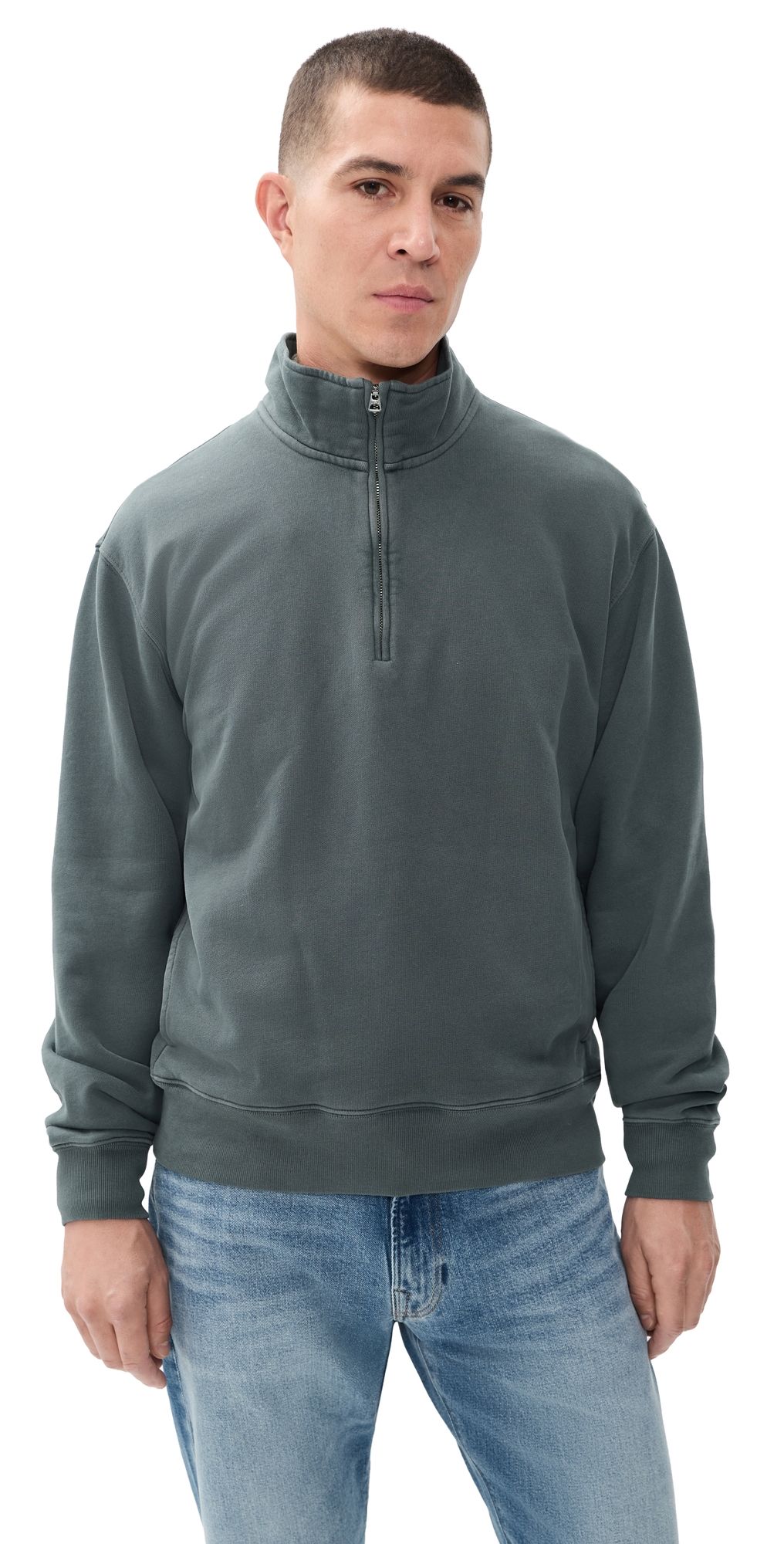 Madewell New Mccarren Quarter Zip Pullover Heirloom Blue M