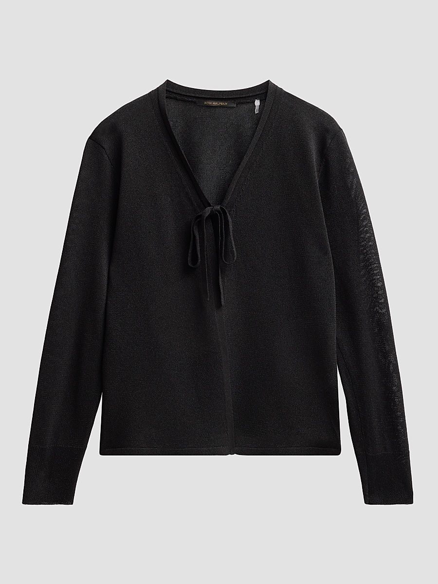Women's Arden Tie-Front Sweater - Black - Size XL