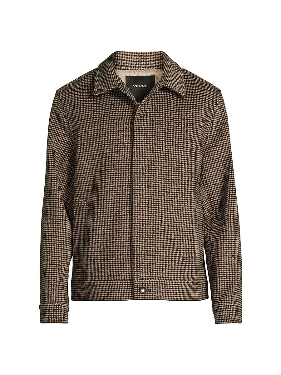 Men's Houndstooth Bomber Jacket - Dark Roast Combo - Size XS