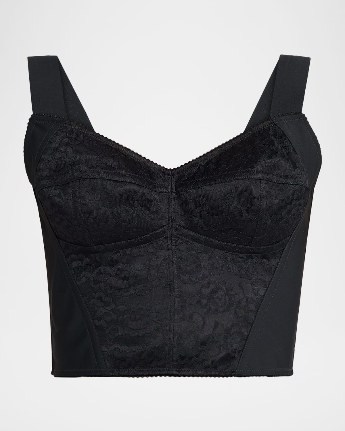 Lace Jacquard Crop Bustier Top