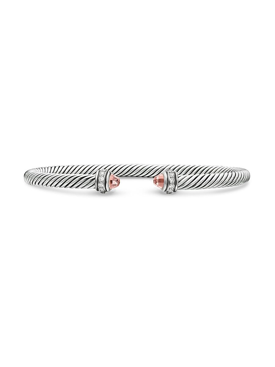 Women's Cable Classics Color Bracelet with Pavé Diamonds - Prasiolite - Size Medium