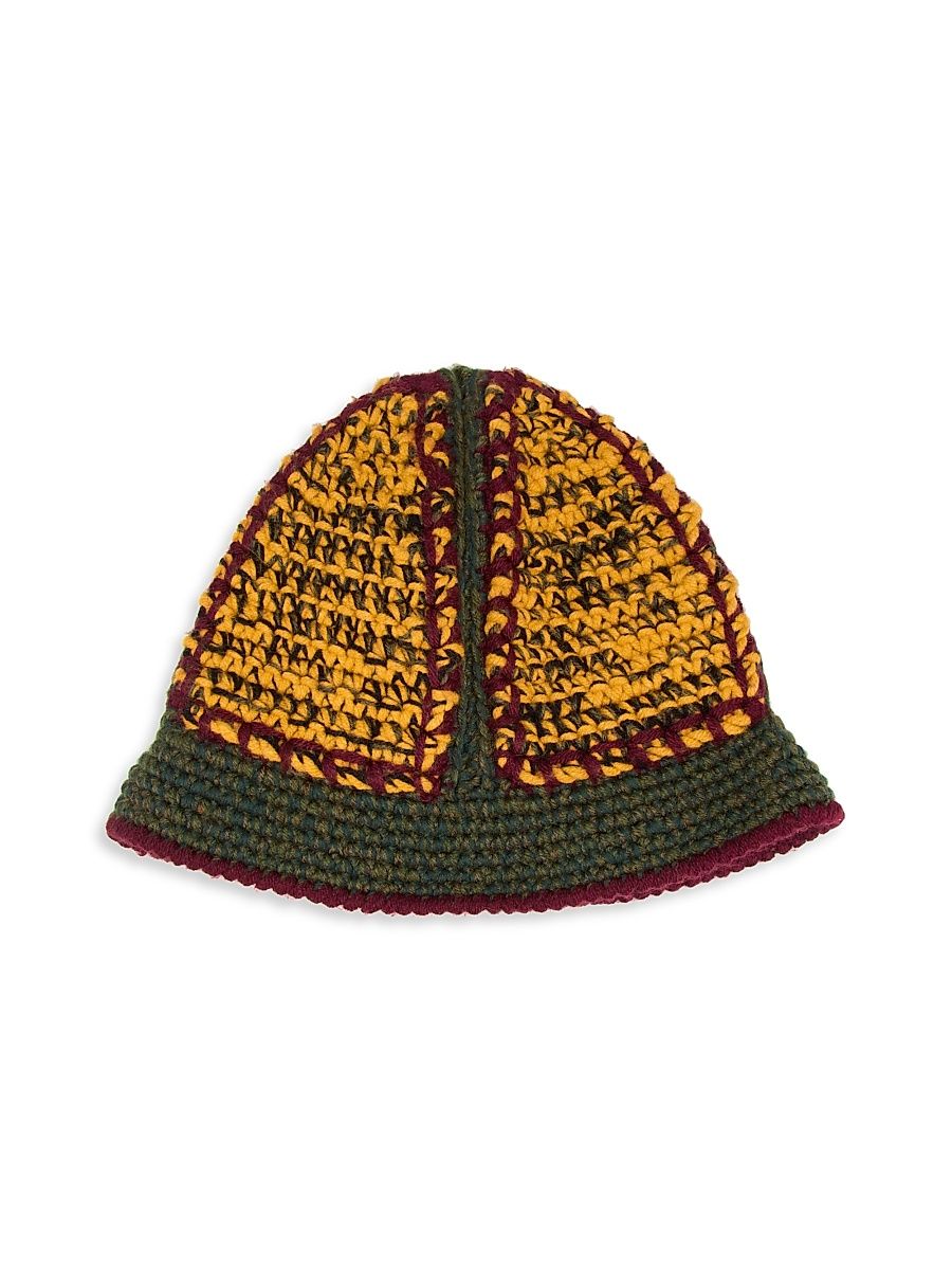 Men's Island Ties Hand-Knitted Bucket Hat - Olive