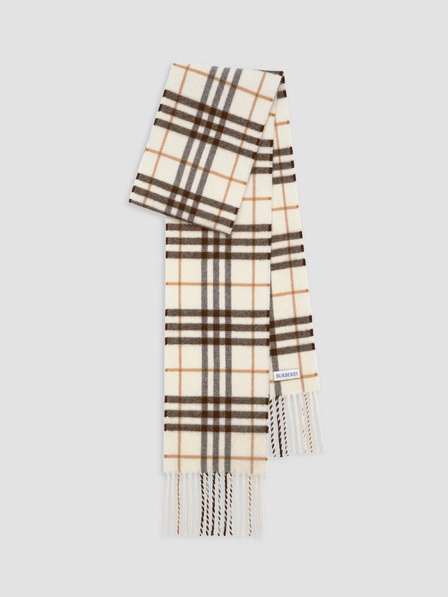 Burberry Women's Check Cashmere Scarf - White