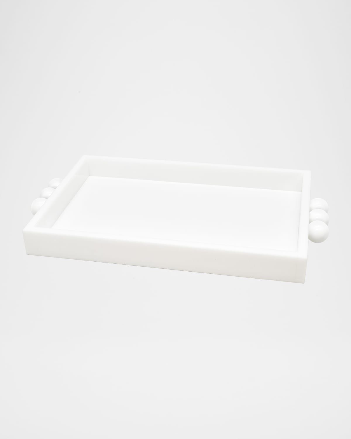 White Lucite Tray with Bubble Handles