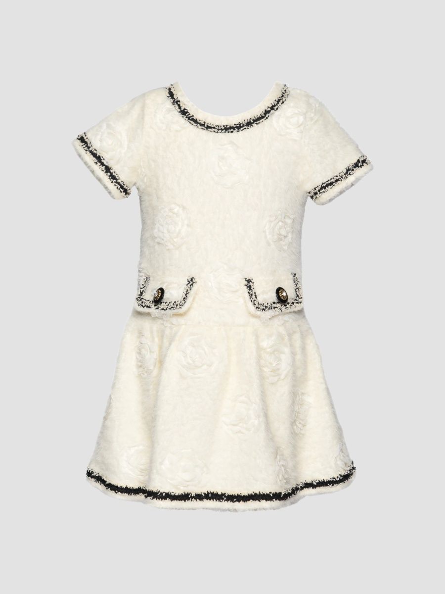 Girl's Little Girl's & Girl's Contrast-Trim Mini Dress - Ivory - Size 14