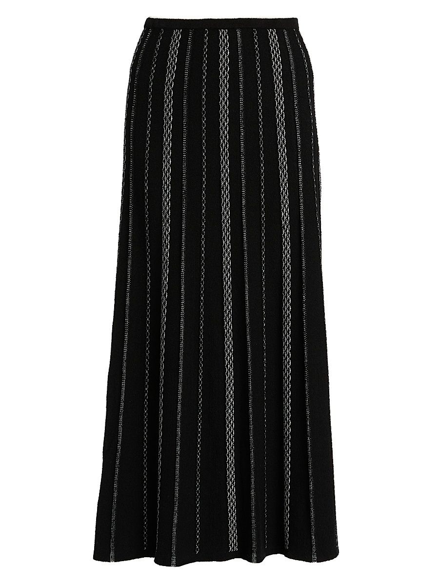 Women's Morena Textured Knit Maxi Skirt - Black White - Size XS