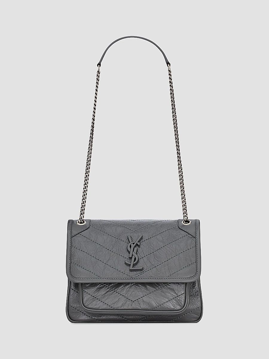Saint Laurent Women's Niki Baby Shoulder Bag in Vintage Leather - Storm