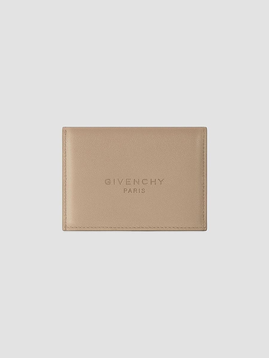 Givenchy Men's Antigona Stamped Bicolor Flap Card Holder in Leather - Beige