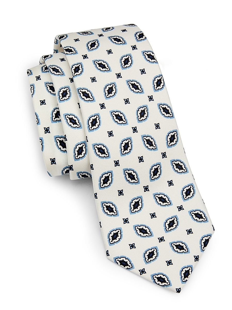 Men's Jacquard Silk Tie - White