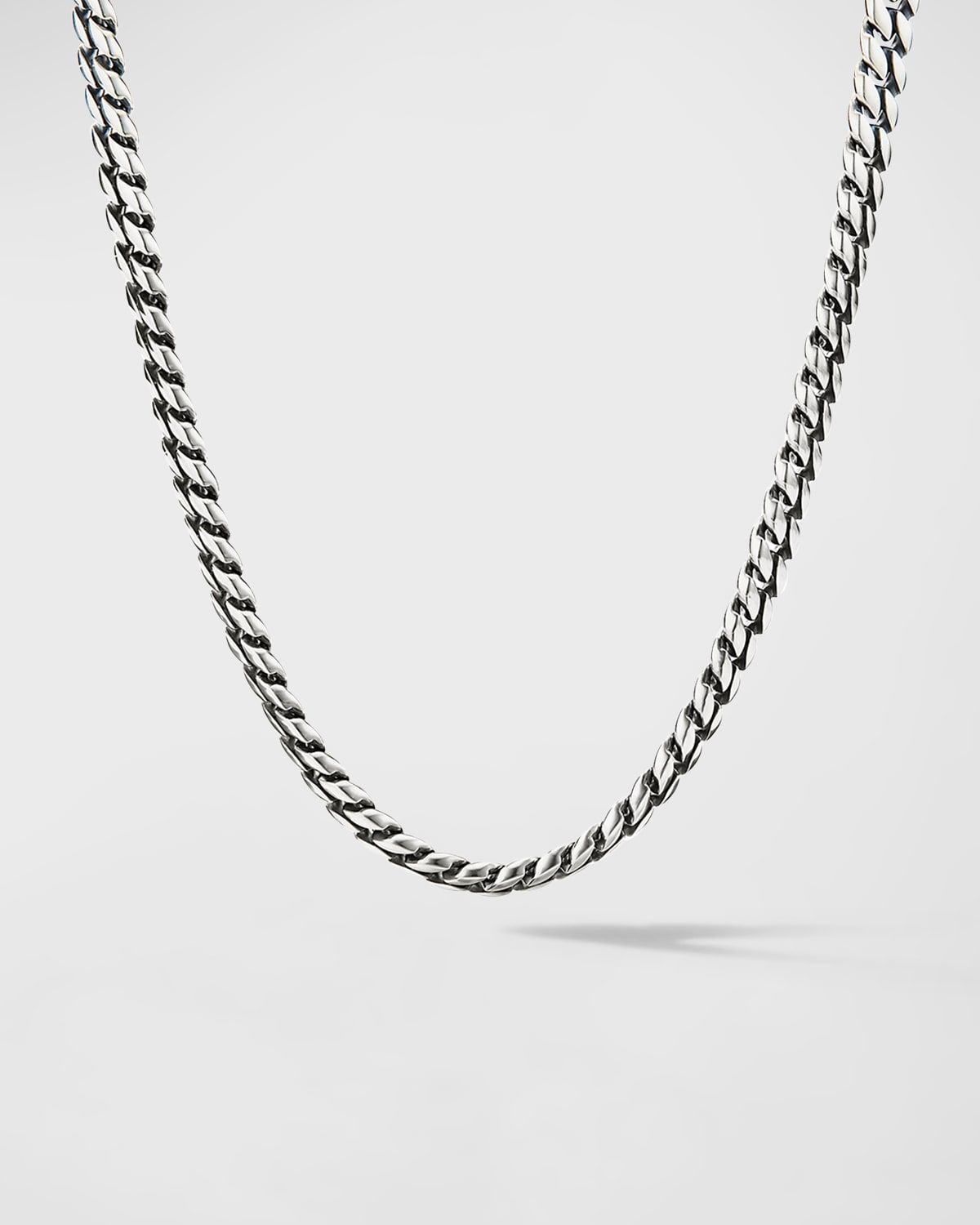 8mm Men & apos;s Curb Chain Necklace in Silver