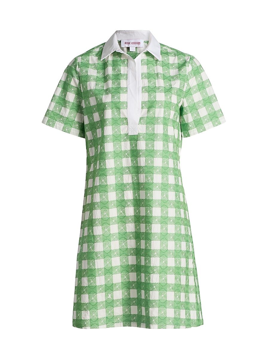 Women's Rugby Checked Cotton Minidress - Grass Green - Size XL