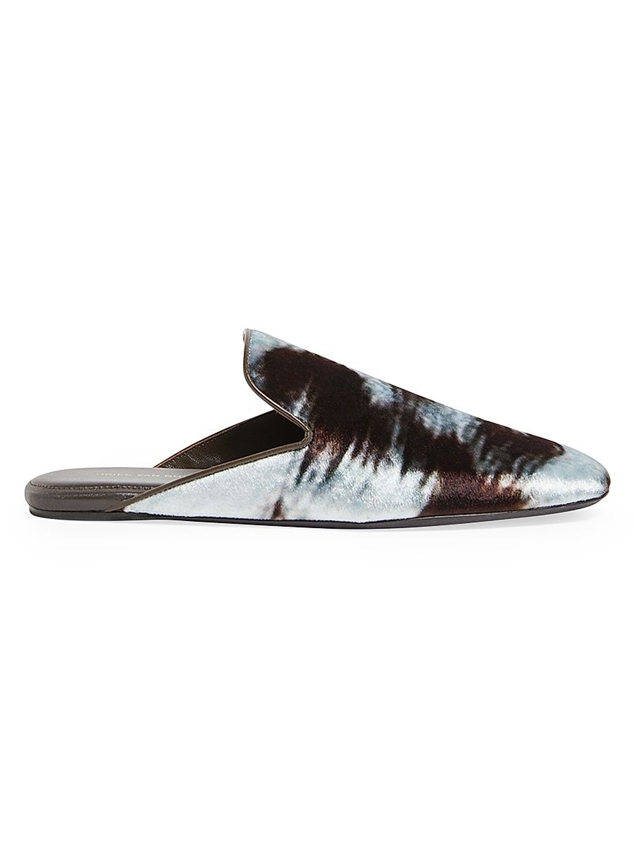 Women's Printed Satin & Leather Mules - Size 10