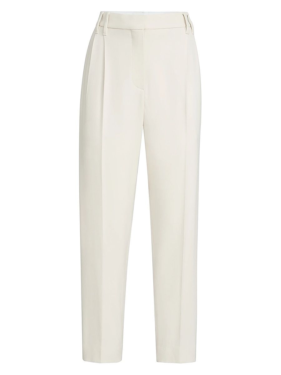 Women's Comfort Viscose Couture Twill Slouchy Trousers with Monili - Milk - Size 14