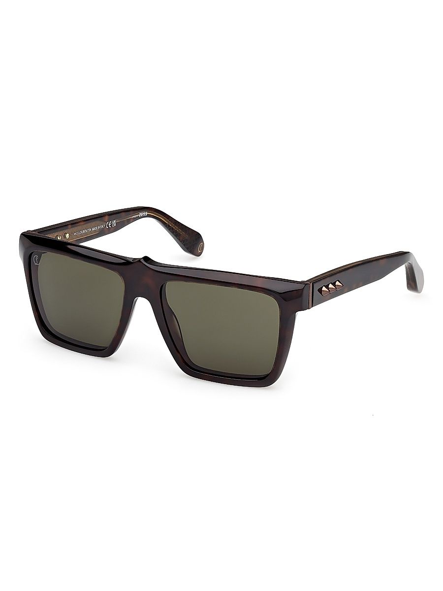 Men's 56MM Square Sunglasses - Havana Brown Green