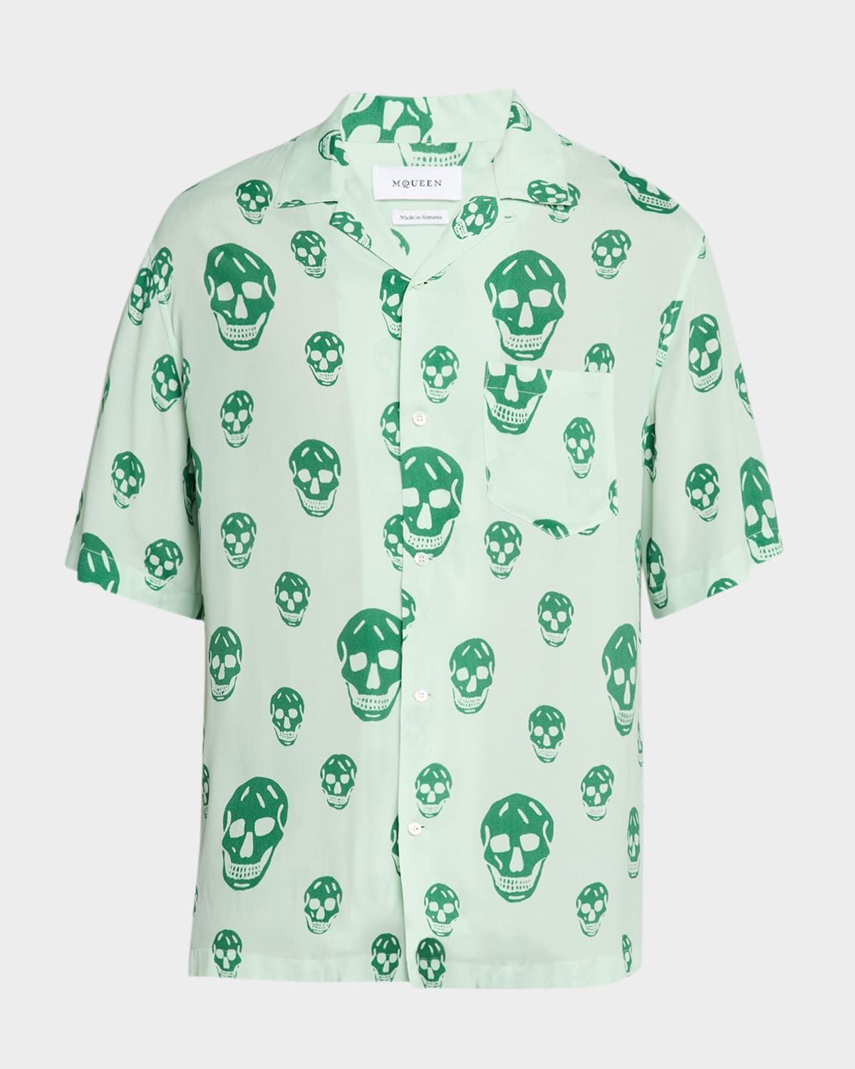 Men & apos;s Skulls Crepe de Chine Camp Shirt