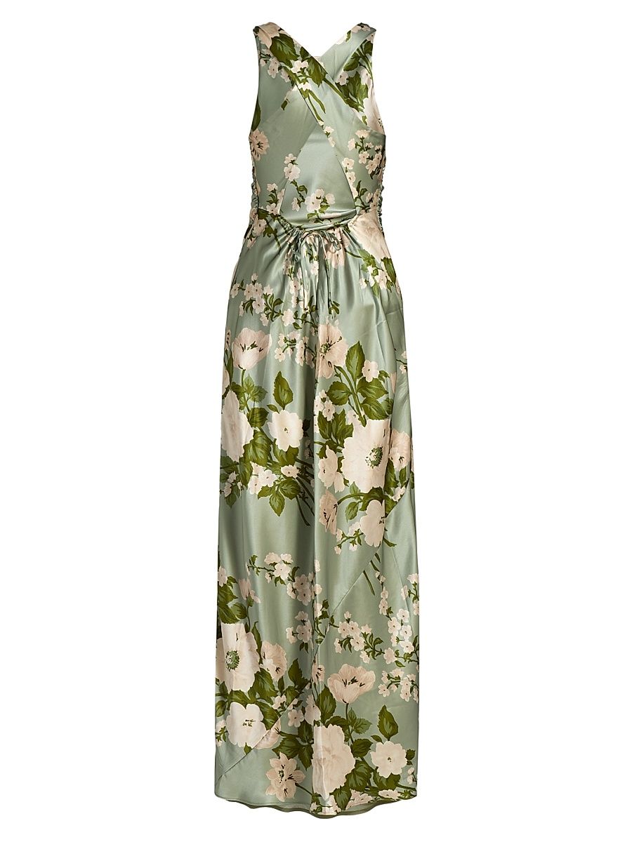 Women's Anaiis Silk Floral Column Gown - Tarragon - Size 10