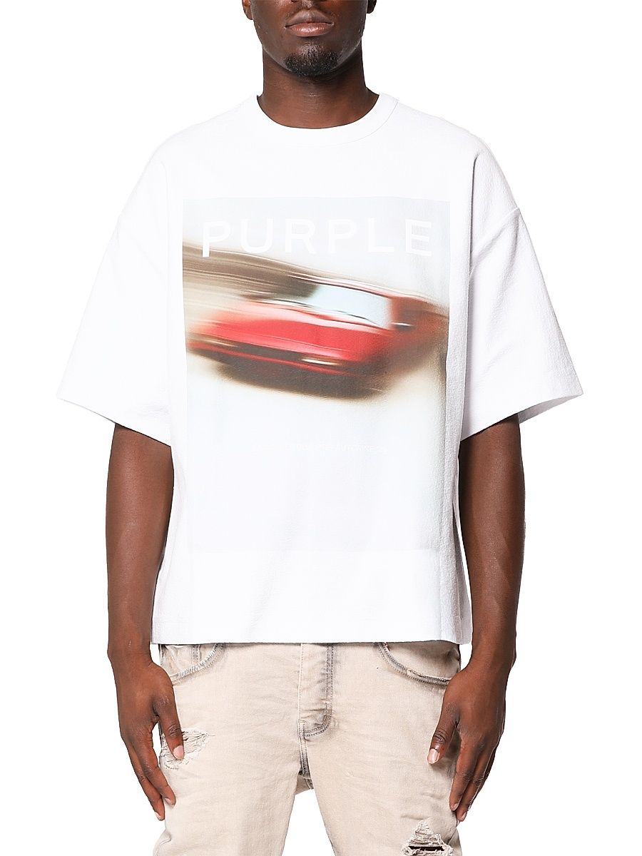 Men's Car Graphic Textured Jersey Crewneck T-Shirt - White - Size XXL