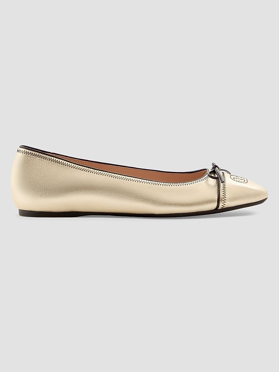 Women's VLogo Signature Laminated Nappa 05MM Ballerinas - Gold - Size 12