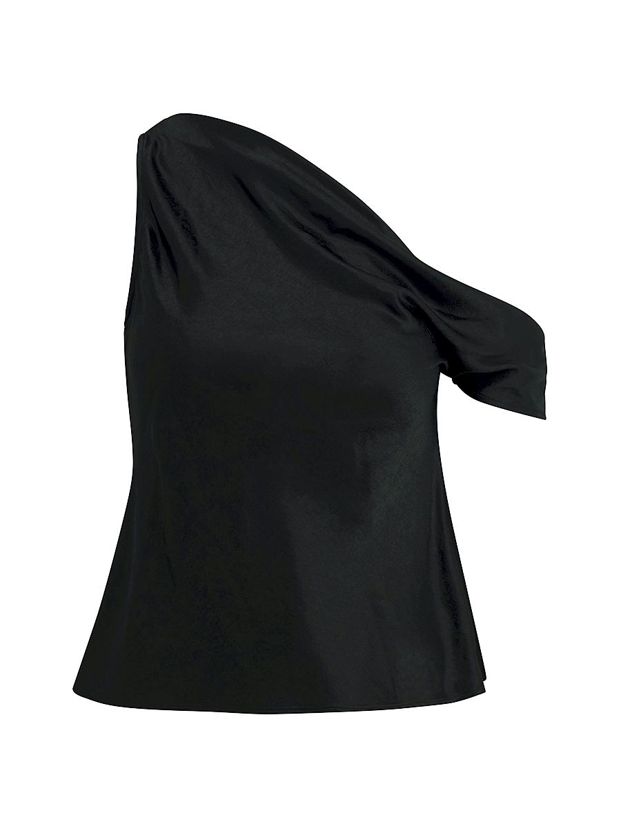 Women's The Side Note One-Shoulder Top - Black - Size Large