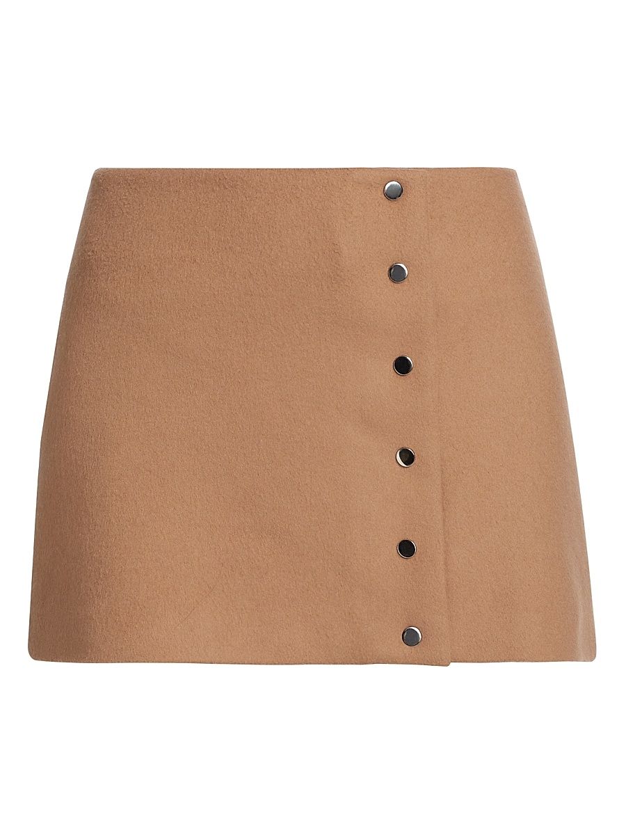 Women's May Wool-Blend Faux-Wrap Miniskirt - Camel - Size 6