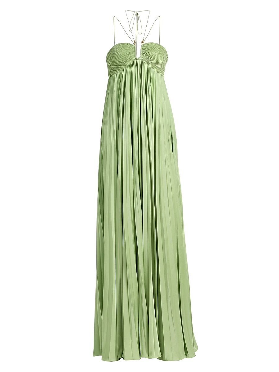 Women's River Pleated Halterneck Gown - Rain Leaf - Size 10