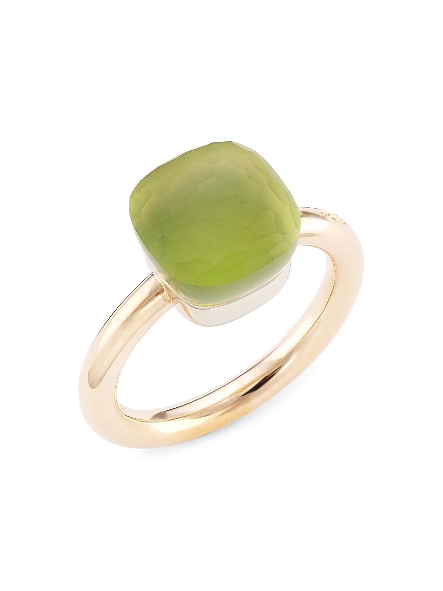 Women's Nudo Gelè Classic Lemon Quartz, Chrysoprase 18K Rose Gold & 18K White Gold Ring - Rose White Gold - Size 6.75