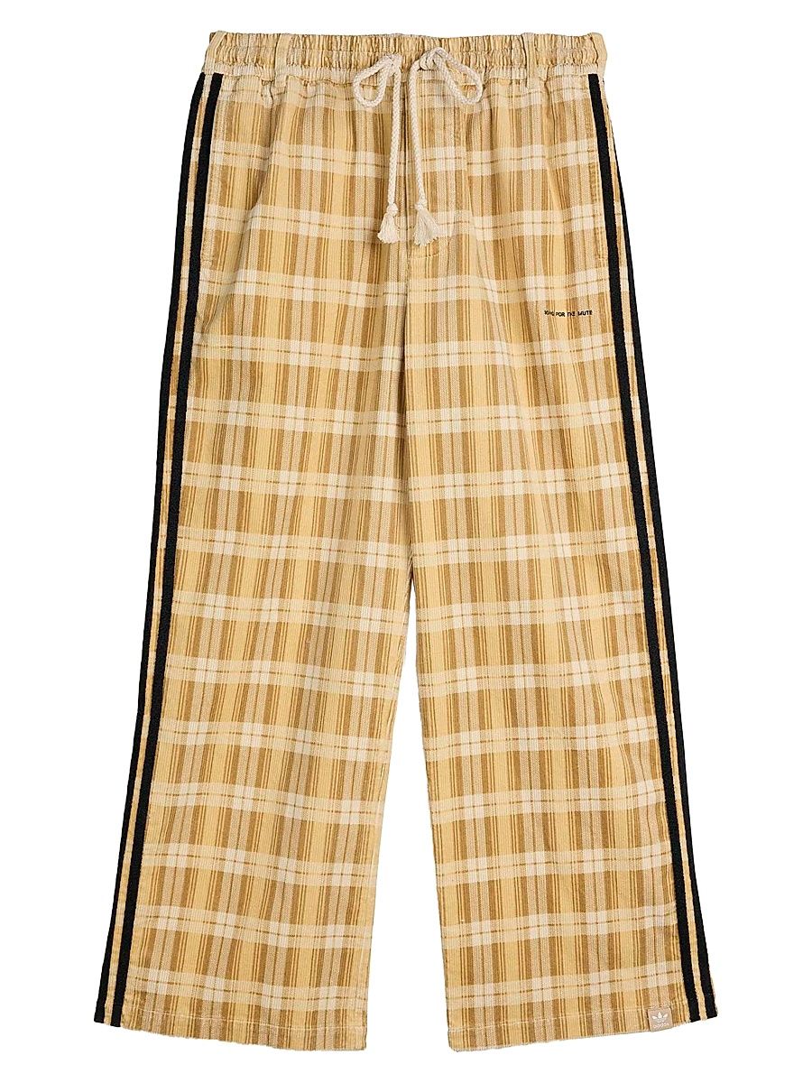 Men's adidas x SFTM ADI006 Plaid Stretch-Cotton Sweatpants - Clay Savannah - Size Medium