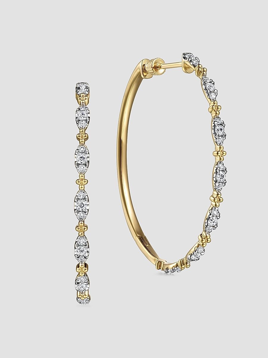 Gabriel & Co Women's Bujukan 14K Yellow Gold & 0.62 TCW Diamond Intricate Hoop Earrings - Yellow Gold