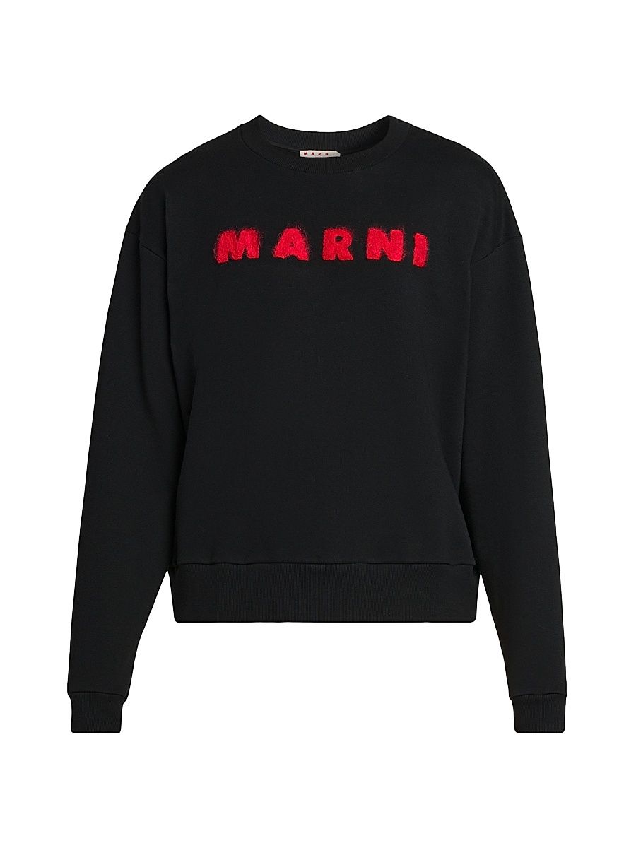 Men's Logo Crewneck Sweatshirt - Black - Size 46