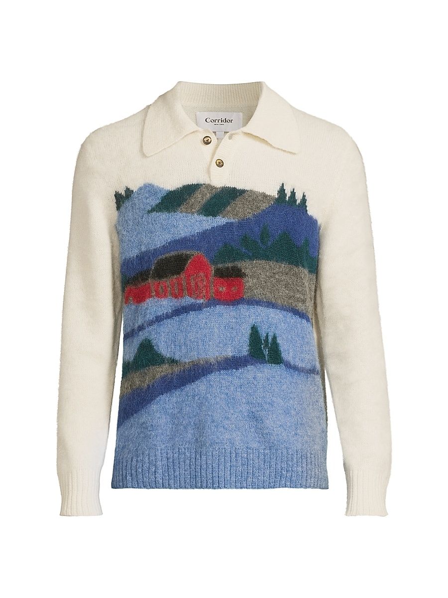 Men's Hart Alpaca-Wool Polo Sweater - Nature - Size Large