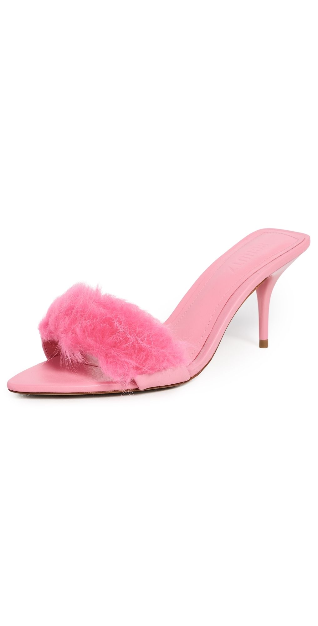 Schutz Elodie Fur Mules Cherry Blossom 7.5